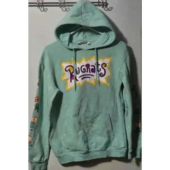 Women's‎ Nickelodeon Rugrats Hoodie Green M Hoodie pocket has bleach stain - Picture 1 of 6